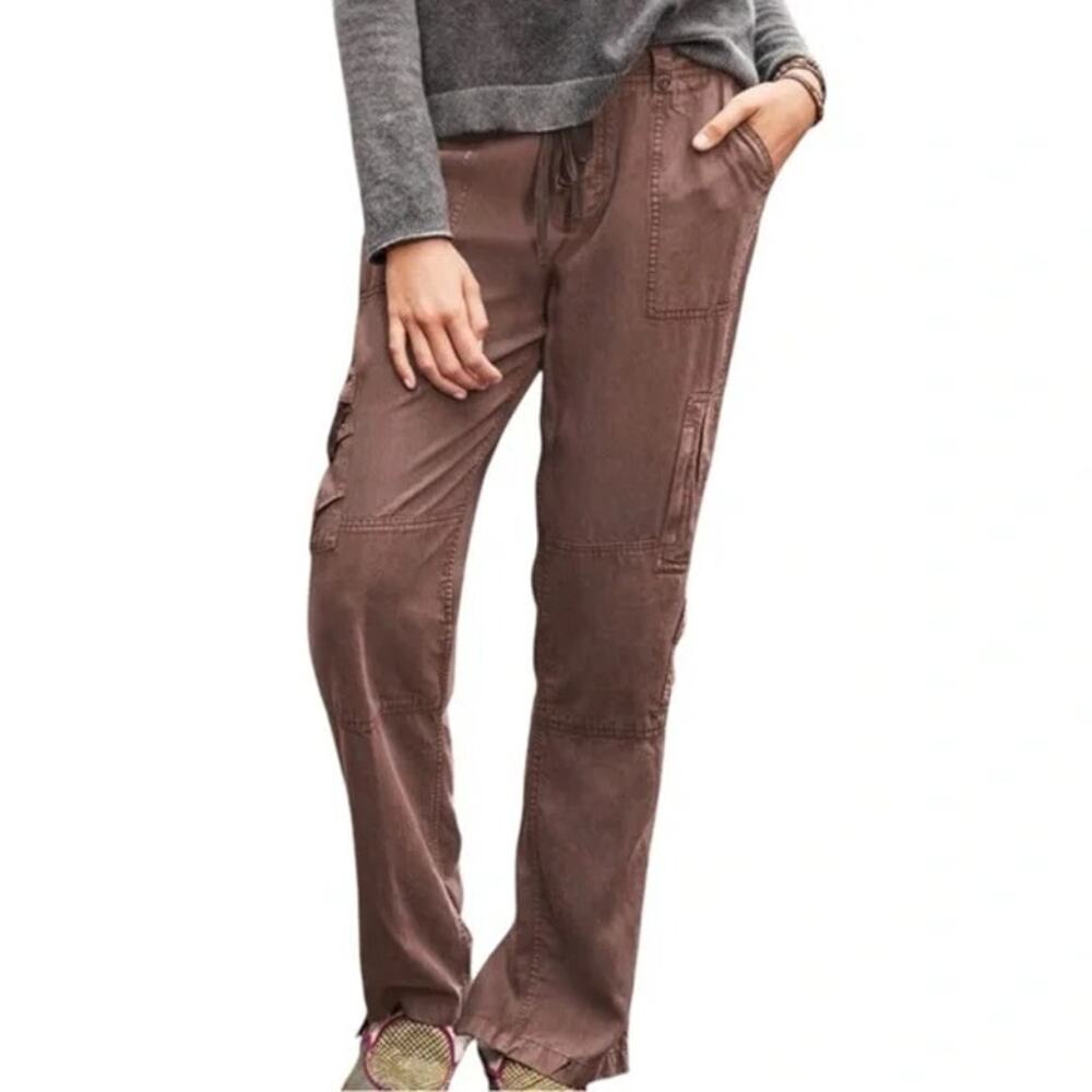 SUNDANCE | Evenfall Brown Tencel Cargo Pants Straight Leg Ankle Zip Utility 8